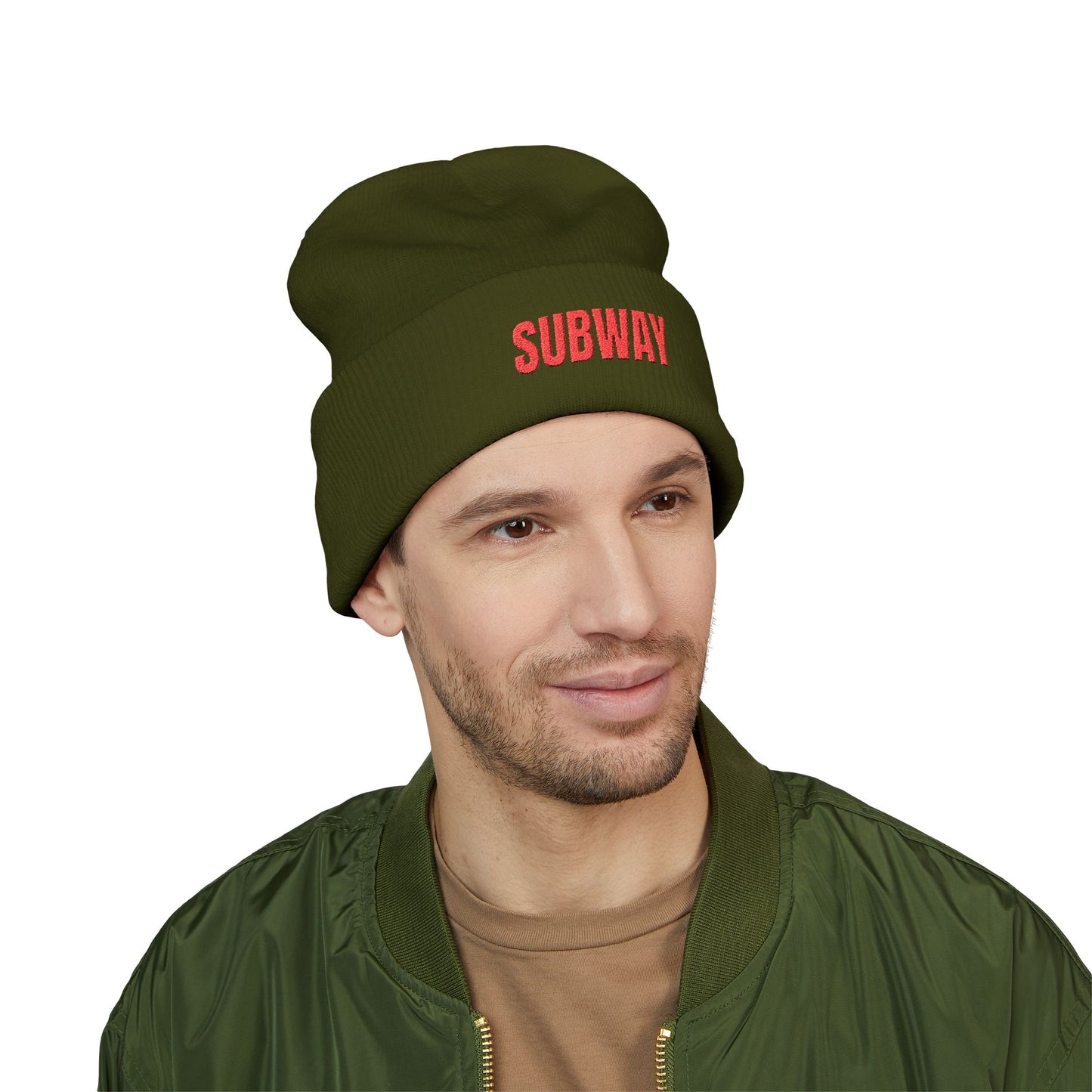 Subway Embroidered Cuffed Beanie