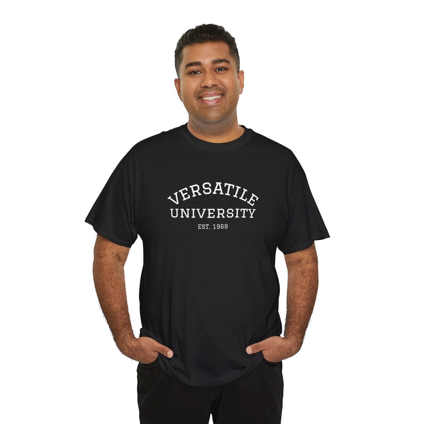 Versatile University White Font Unisex Heavy Cotton Tee