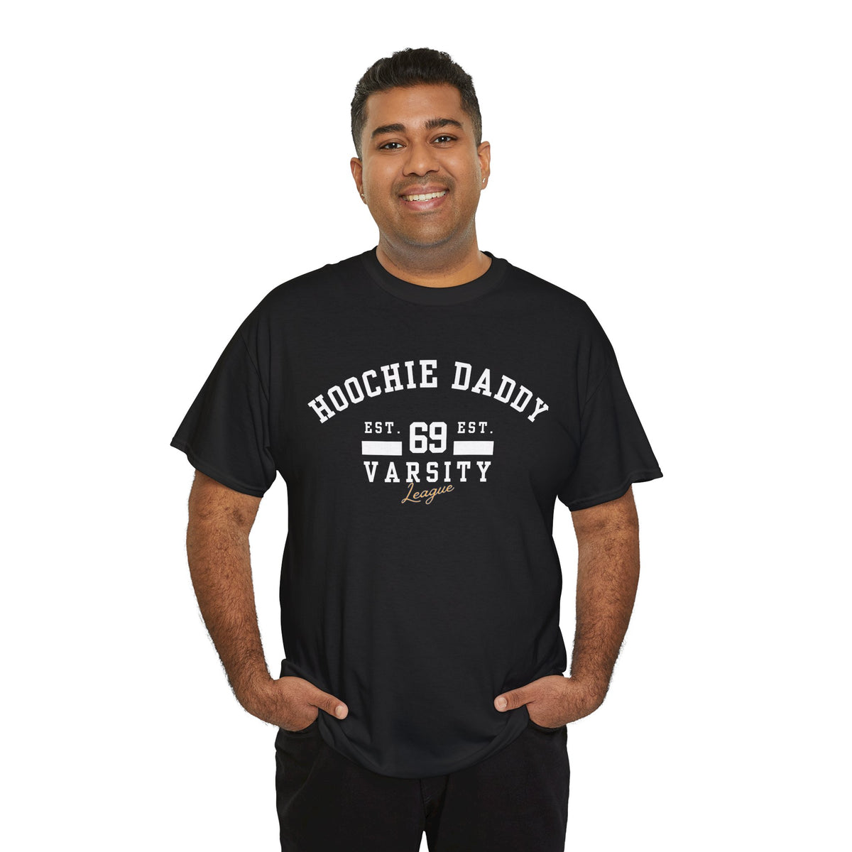 Hoochie Daddy Varsity Tee, Comfortable Unisex Heavy Cotton Shirt