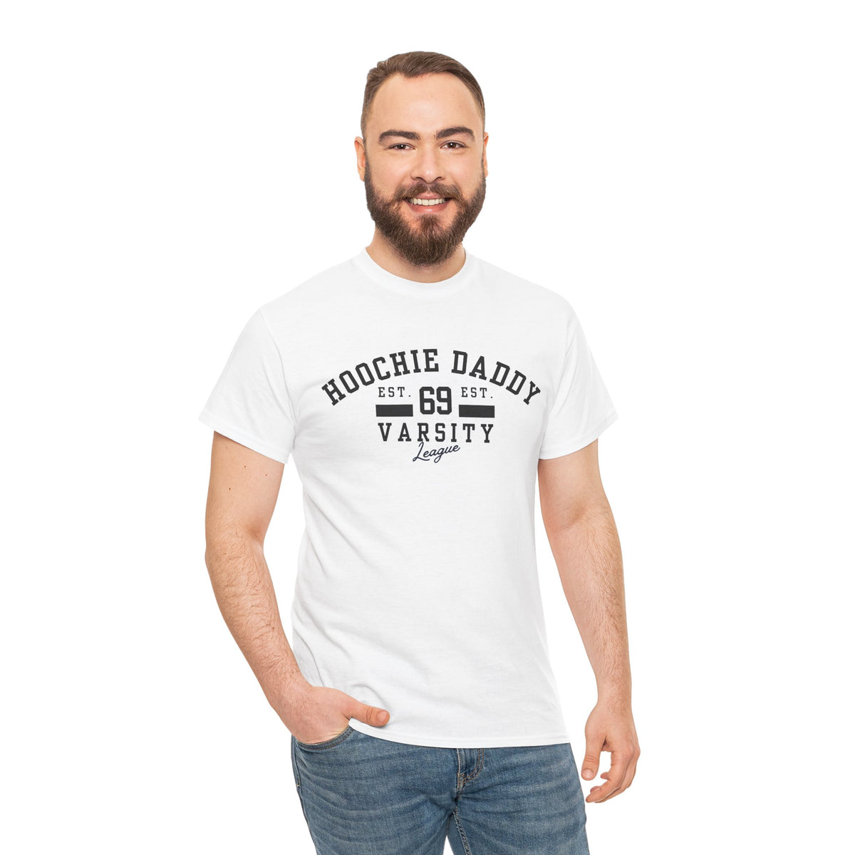 Hoochie Daddy Varsity Tee - Unisex Heavy Cotton Tee