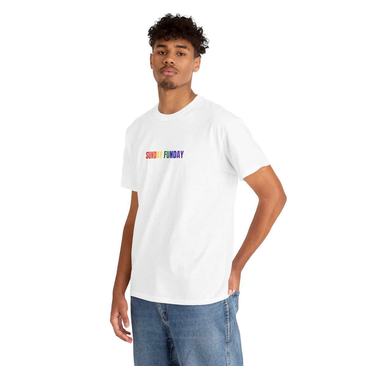 Rainbow Sunday Funday Unisex Cotton Tee