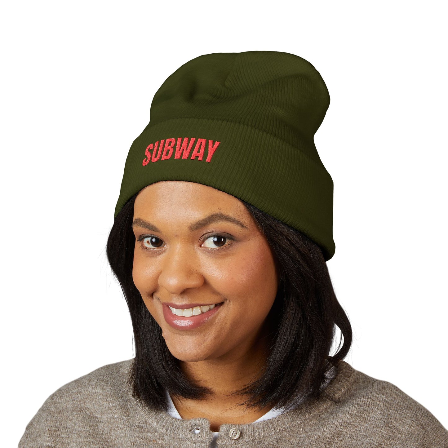 Subway Embroidered Cuffed Beanie