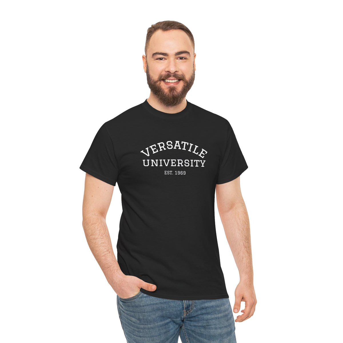Versatile University White Font Unisex Heavy Cotton Tee