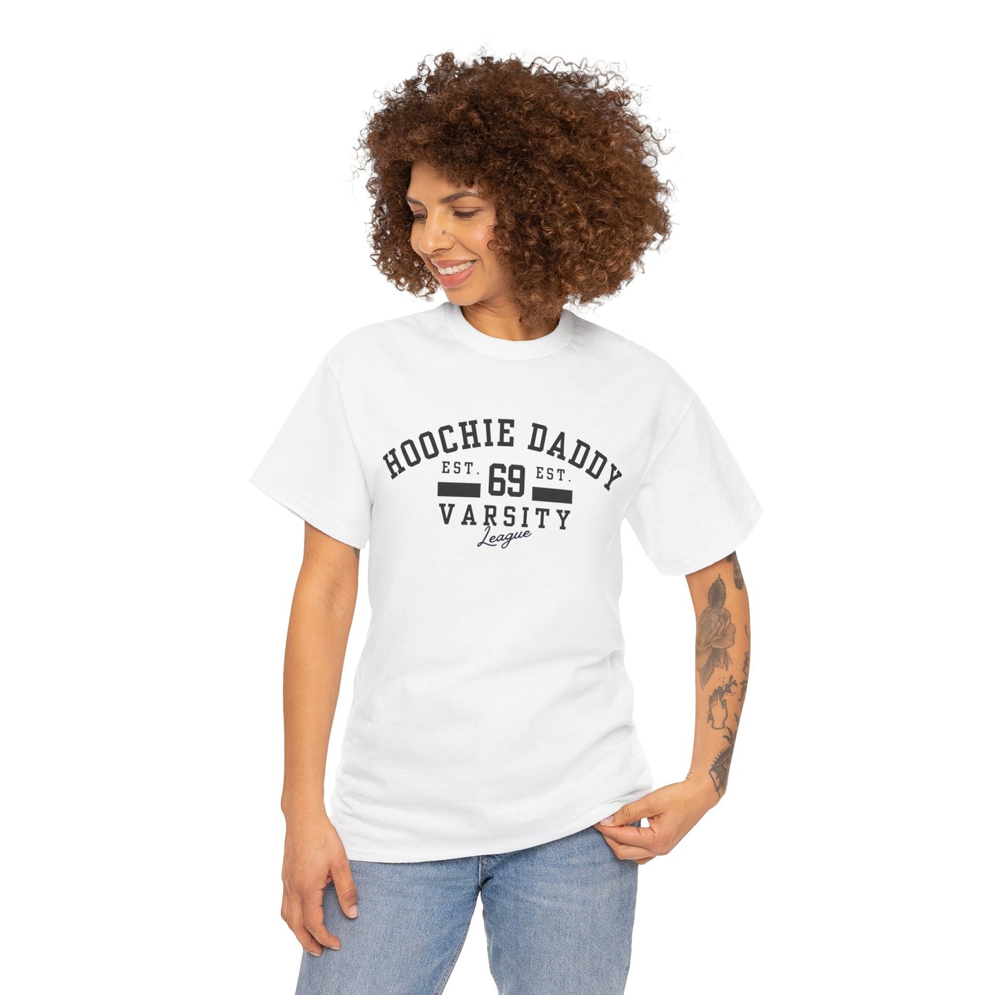 Hoochie Daddy Varsity Tee - Unisex Heavy Cotton Tee